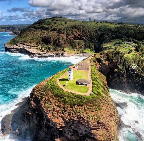 An Aerial Panorama Of Kilauea Lighthouse At The Northernmost Point Of