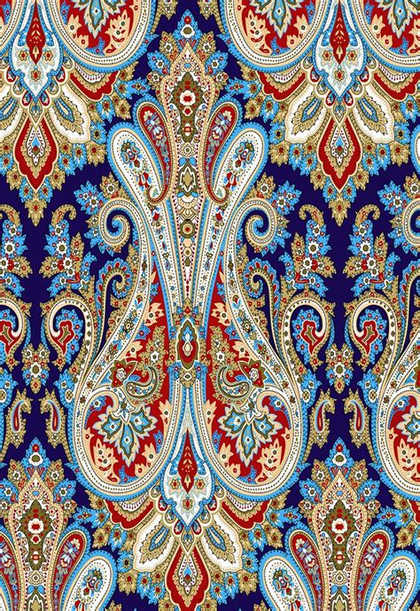 A Blue And Red Paisley Print Fabric