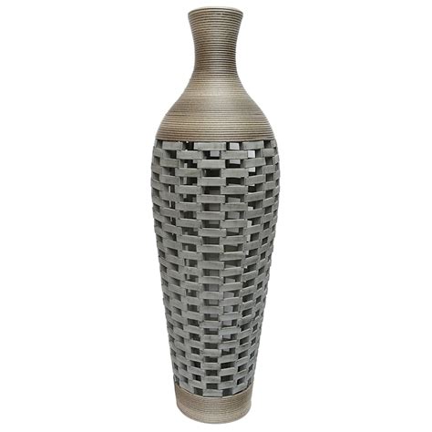 40in Rattan Gray Vase At Home