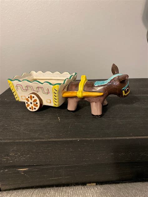 Donkey Pulling Cart Small Planter Made In Occupied Japan Etsy