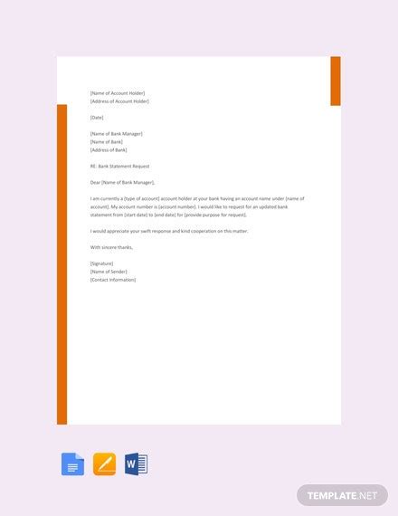 Be clear and straightforward about what you are seeking. Request Letter to Bank Template Free PDF - Google Docs ...