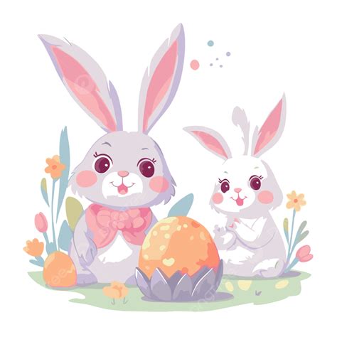 سعيد عيد الفصح قصاصات فنية اثنين من الأرانب الكرتون مع بيض عيد الفصح المتجه عيد فصح سعيد قصاصة