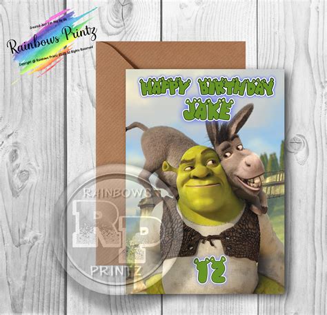 Personalised Shrek Birthday Card Etsy