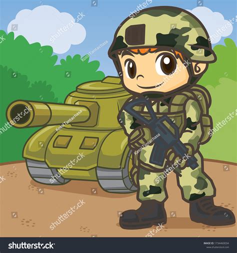 Vektor Stok Army Cartoon Soldiercartoon Cute Cartoon Tanpa Royalti