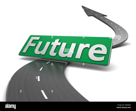 3d Illustration Of Road And Future Sign Over White Background Stock