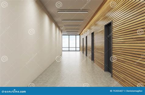 Office Lobby With White And Wooden Wall Stock Illustration