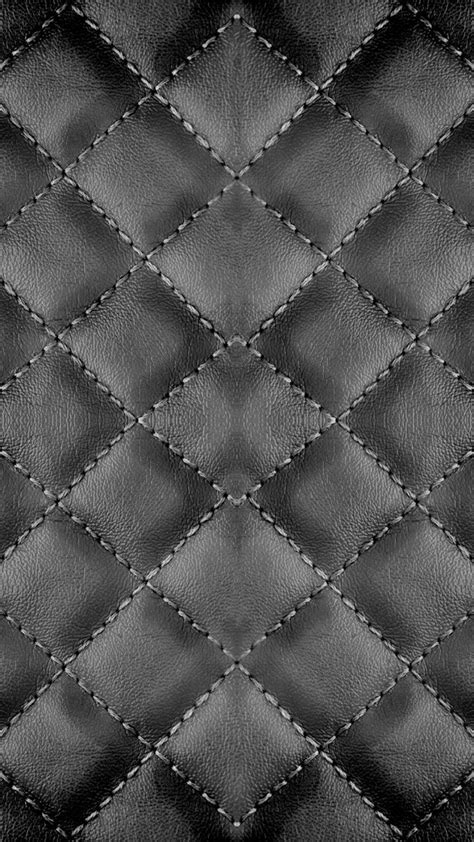 Checker Stitches Black Leather Texture Background Iphone