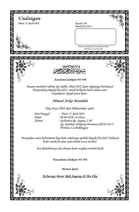 Undangan Tasyakuran Pernikahan - Kumpulan Contoh Surat