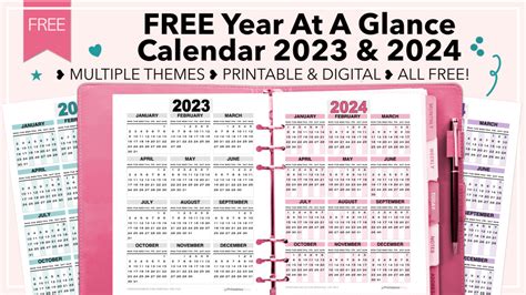 Free Printable Year At A Glance Calendar 2023 — Printablesbuzz