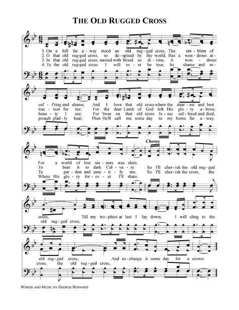 Free Printable Old Rugged Cross Sheet Music