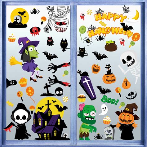 126pcs Halloween Window Clings9 Sheet Halloween Window Decals Stickers