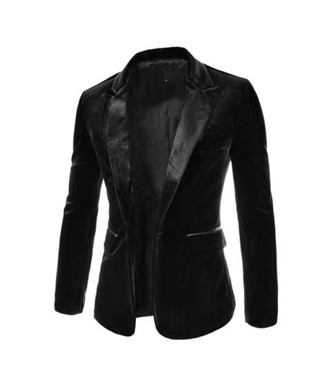 Fashion Lapel Pocket Edging Design Slimming Long Sleeve Corduroy Blazer For Men Black 2348554813
