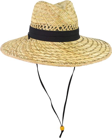 Wide Brim Straw Lifeguard Sun Hat For Men Or Women Uv Sun Protection