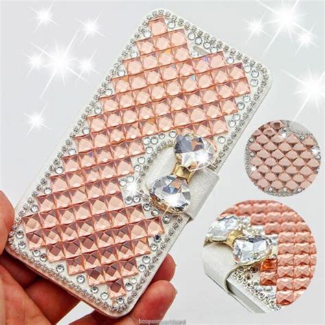 Luxury Bling Diamond Crystal Pu Leather Card Wallet Case Stand Cover
