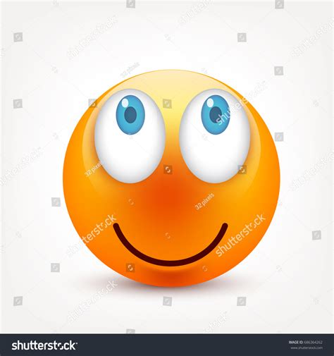 Smiley Blue Eyesemoticon Set Yellow Face Stock Vector Royalty Free