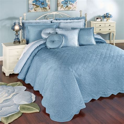 Everafter Dusty Blue Reversible Quilted Oversized Bedspread