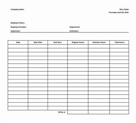 Blank Time Sheets Free