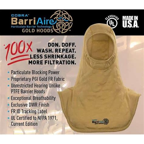 Cobra, age 29 and continued coverage information. PGI COBRA Barriaire Gold Hood Complete Coverage - Sentinel Emergency Solutions