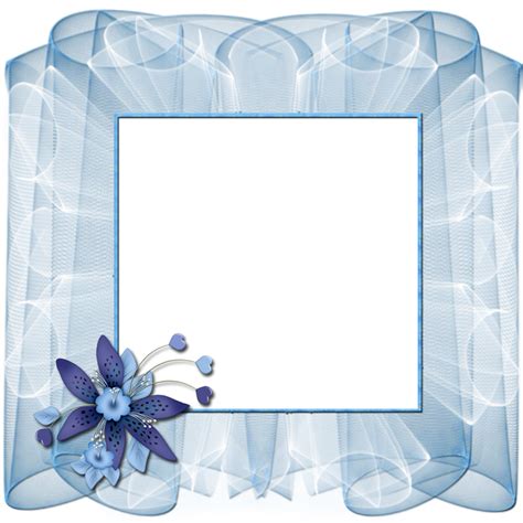 Beautiful Transparent Blue Frame With Flower Frame Flower Frame