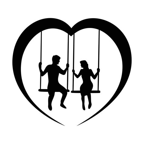Couple Swing Silhouette Design Romantic Moment Icon Sign And Symbol