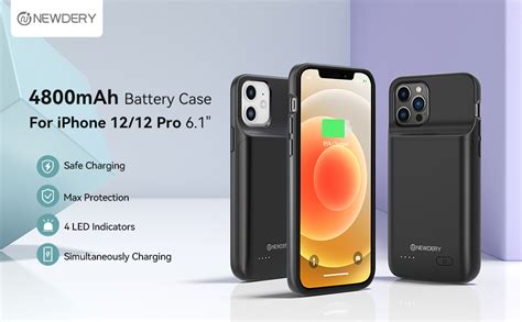 Newdery Battery Case For Iphone 12 Pro And Iphone 12 4800mah Slim