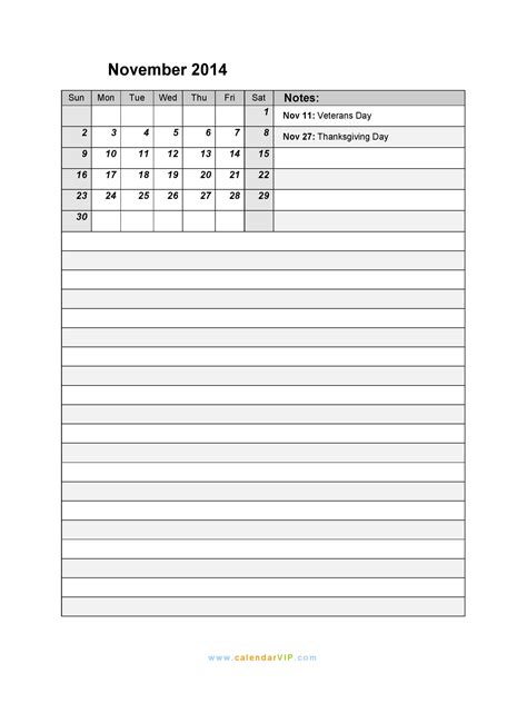November 2014 Calendar Blank Printable Calendar Template In Pdf Word