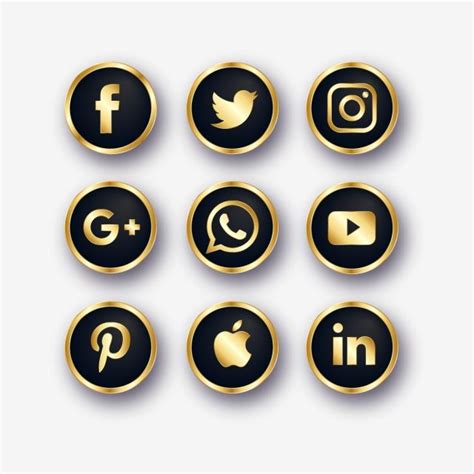 Golden Social Media Icons Banners Buttons Logos Facebook Instagram Hot Sex Picture