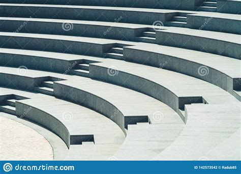 Minimalism Seats And Stairs Of Modern Amphitheater Stock Photo Image