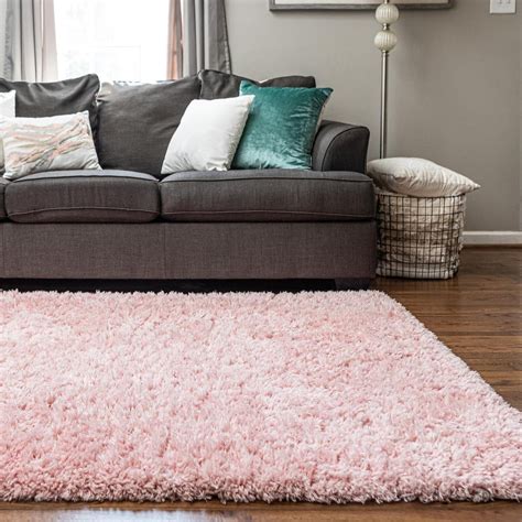 Infinity Collection Solid Shag Area Rug By ‚Äì Pink 9 X 12