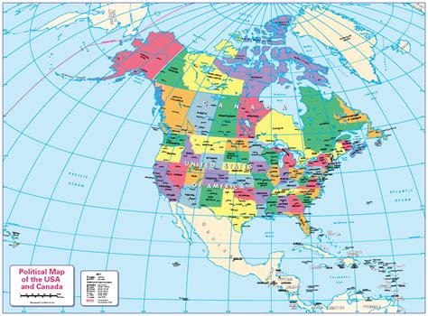 This map shows a combination of political and physical features. States and Provinces map of Canada and the USA - £14.99 ...