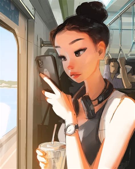 Morning Commute An Art Print By Sam Yang Arte Digital De Garota Arte De Menino Ilustrações