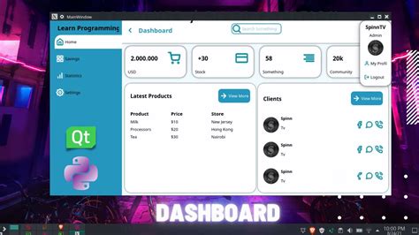 Responsive And Animated Admin Dashboard Python QT QT Designer