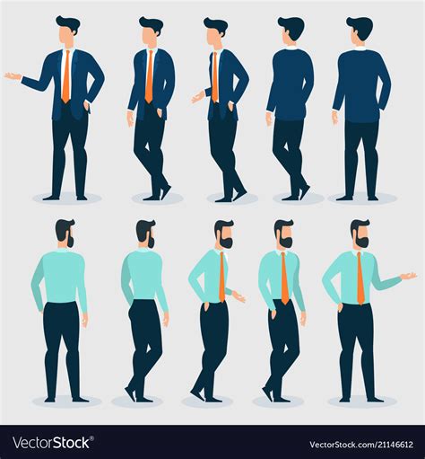 Young Businessman Character Gestures And Poses Vector Image
