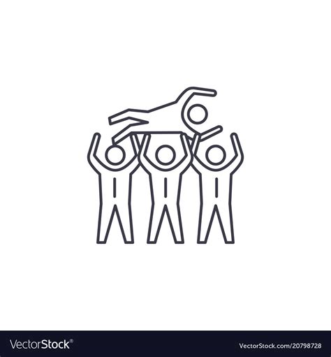 People Celebrating Line Icon Sign Royalty Free Vector Image