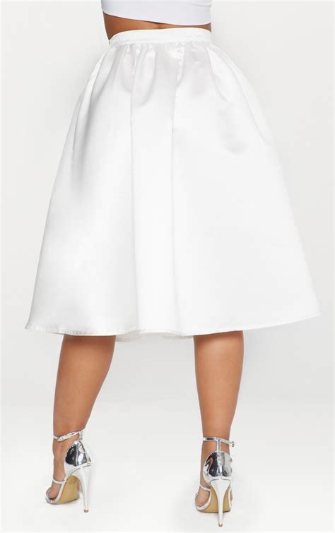White Satin Full Midi Skirt Prettylittlething Ie