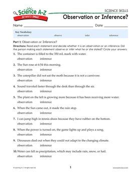 33 Observation Vs Inference Worksheet - Notutahituq Worksheet Information