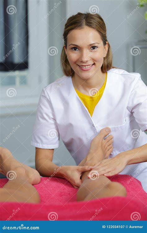 foot massage in spa salon stock image image of female 122034107