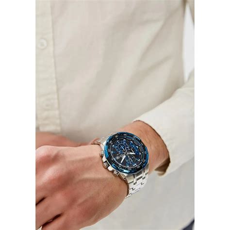 official warranty casio edifice efr 539d 1a2v chronograph 100m black and blue dial stainless