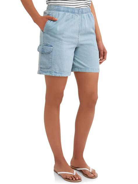Womens Pull On Denim Cargo Shorts Pull Ad Women Denim Jeans