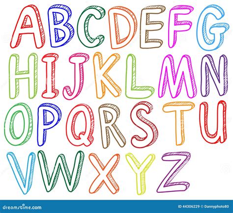Colorful Font Styles Of The Alphabet Stock Vector Illustration Of