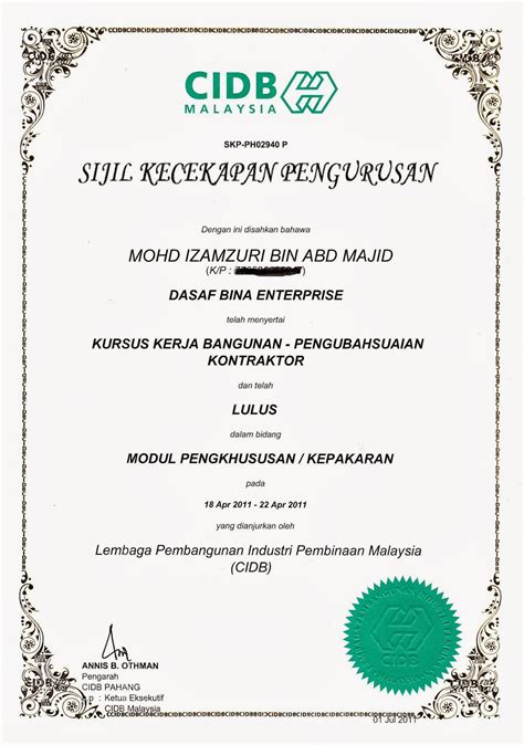 email protected dengan tajuk email permohonan mystep bpsm. Kursus CIDB: Kursus 5 Hari 40 CCD