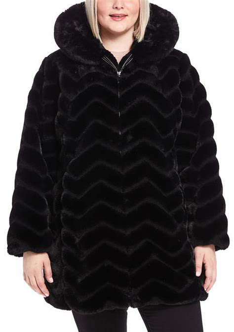 Gallery Plus Size Hooded Faux Fur Jacket Belk