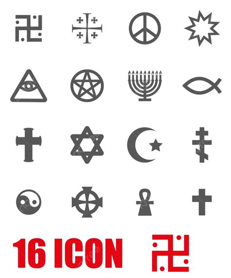 Religious Symbol Vector Art Png Vector Grey Religious Symbols Set Symbol Background Sk Png