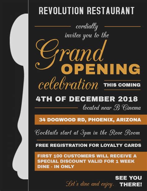 Restaurantsmall Business Grand Opening Flyer Design Template Black