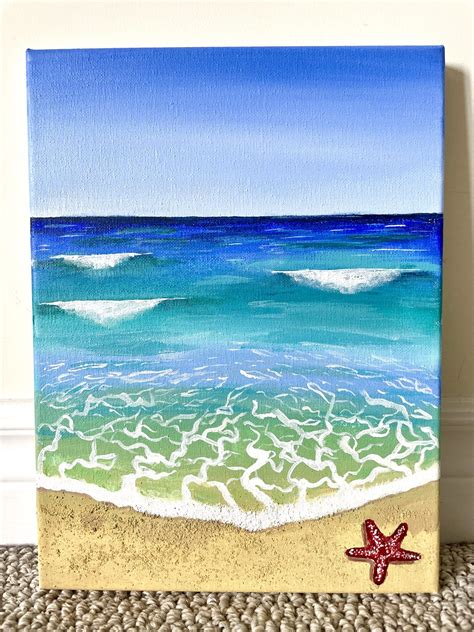Easy Beach Painting With Acrylics For Beginners Step By Step Tutorial Beach Art Painting