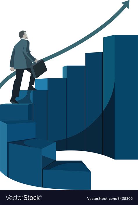 Male Businessman With Briefcase Climbing Stairs Vector Image
