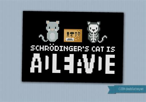 Cross stitch block letter patterns 10 squares tall. Schrödinger's Cat is...