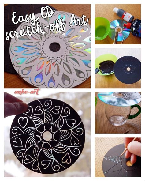 Easy Cd Scratch Off Art For Kids Of All Ages Anke Art Cd Crafts
