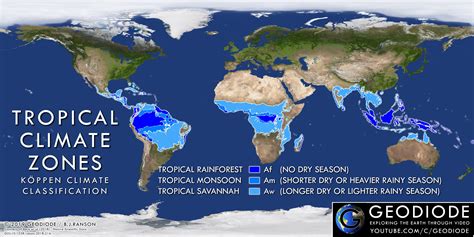 Tropical Climate Zones Always Hot But Differing By Rainfall Patterns
