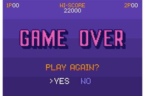 Pixel Art Game Over Screen Play Again Question With Yes No 2283973